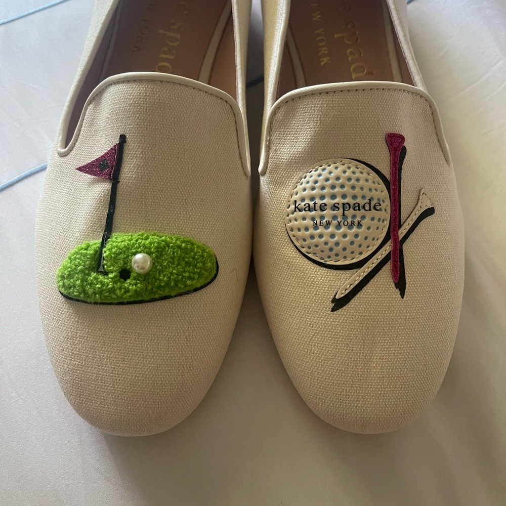 Kate Spade Cream Golf design Flats for Effortless Elegance - Picture 2 of 4
